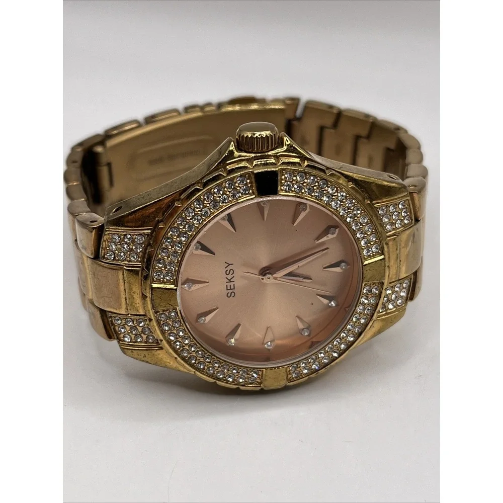 Sekonda Seksy‎ Women's Quartz Watch Rose Gold Rhinestone Bezel- New Battery